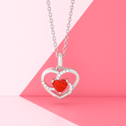 Heart-Shaped Pendant & Necklace In 925 Sterling Silver