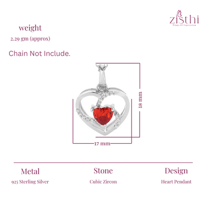 Heart-Shaped Pendant & Necklace In 925 Sterling Silver