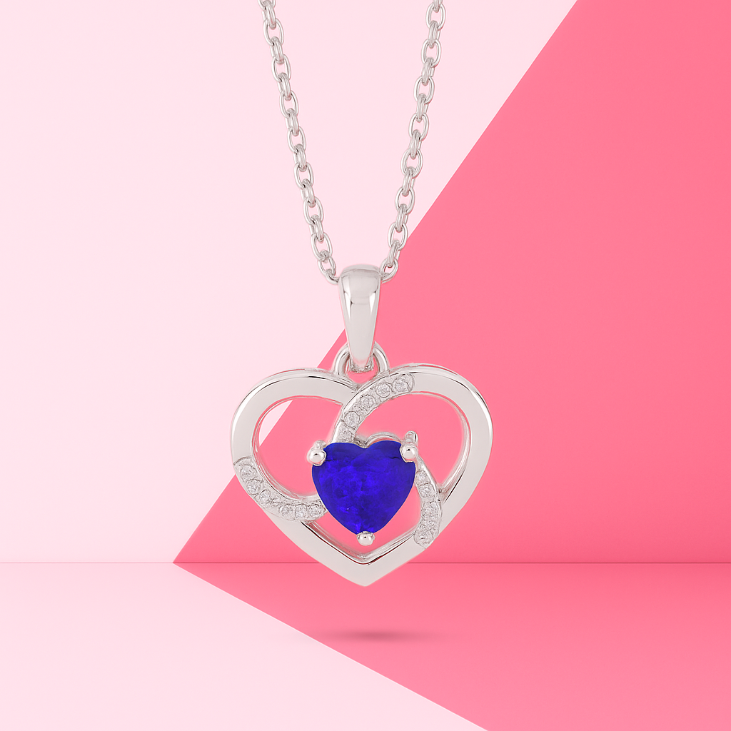Heart-Shaped Pendant & Necklace In 925 Sterling Silver
