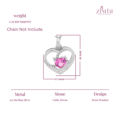 Heart-Shaped Pendant & Necklace In 925 Sterling Silver