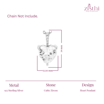 Heart Necklace Pendant   925 Sterling Silver