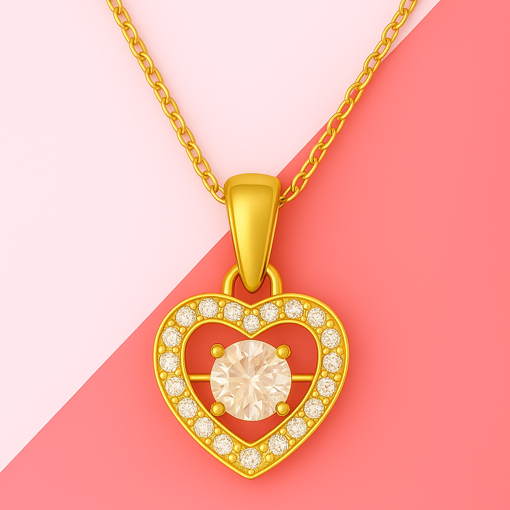 925 Sterling Silver Dancing Diamond Heart Pendant Necklace
