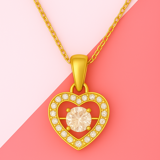 925 Sterling Silver Dancing Diamond Heart Pendant Necklace