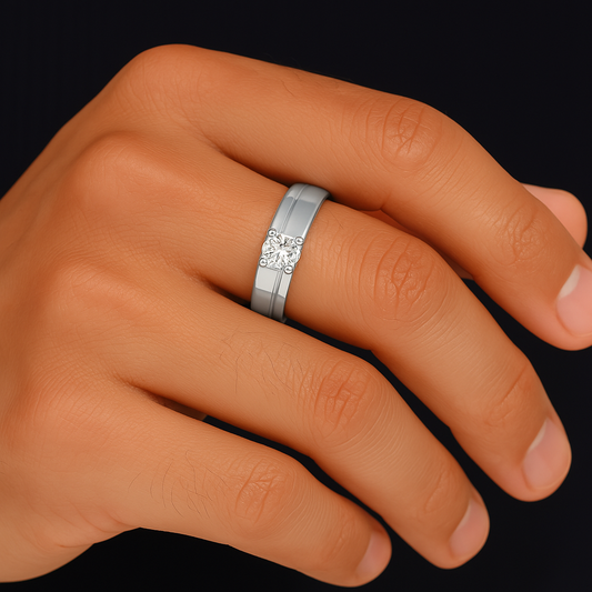 Classic Solitaire Adjustable Men Ring In 925 Sterling Silver