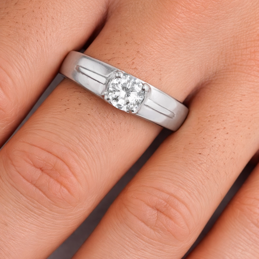 Classic Solitaire Adjustable Men Ring In 925 Sterling Silver