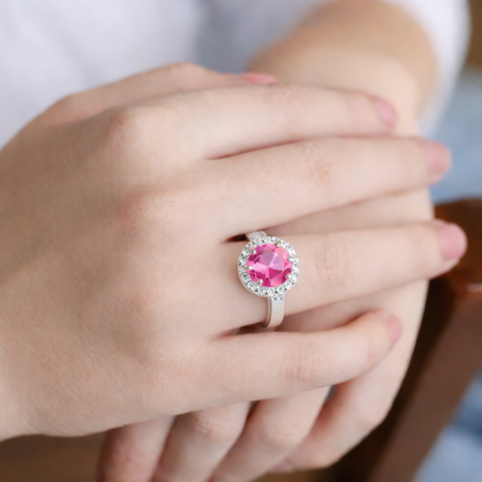 Elegant Sparkle Halo Adjustable Ring