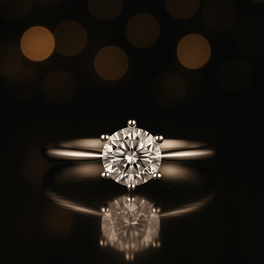 Solitaire Ring Sterling Silver Adjustable