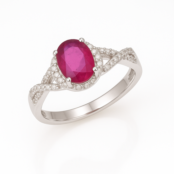 925 Sterling Silver Natural Ruby Infinity Love Ring