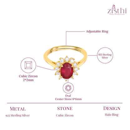 Natural Ruby Princess Diana Inspired Halo Ring in 925 Sterling Silver