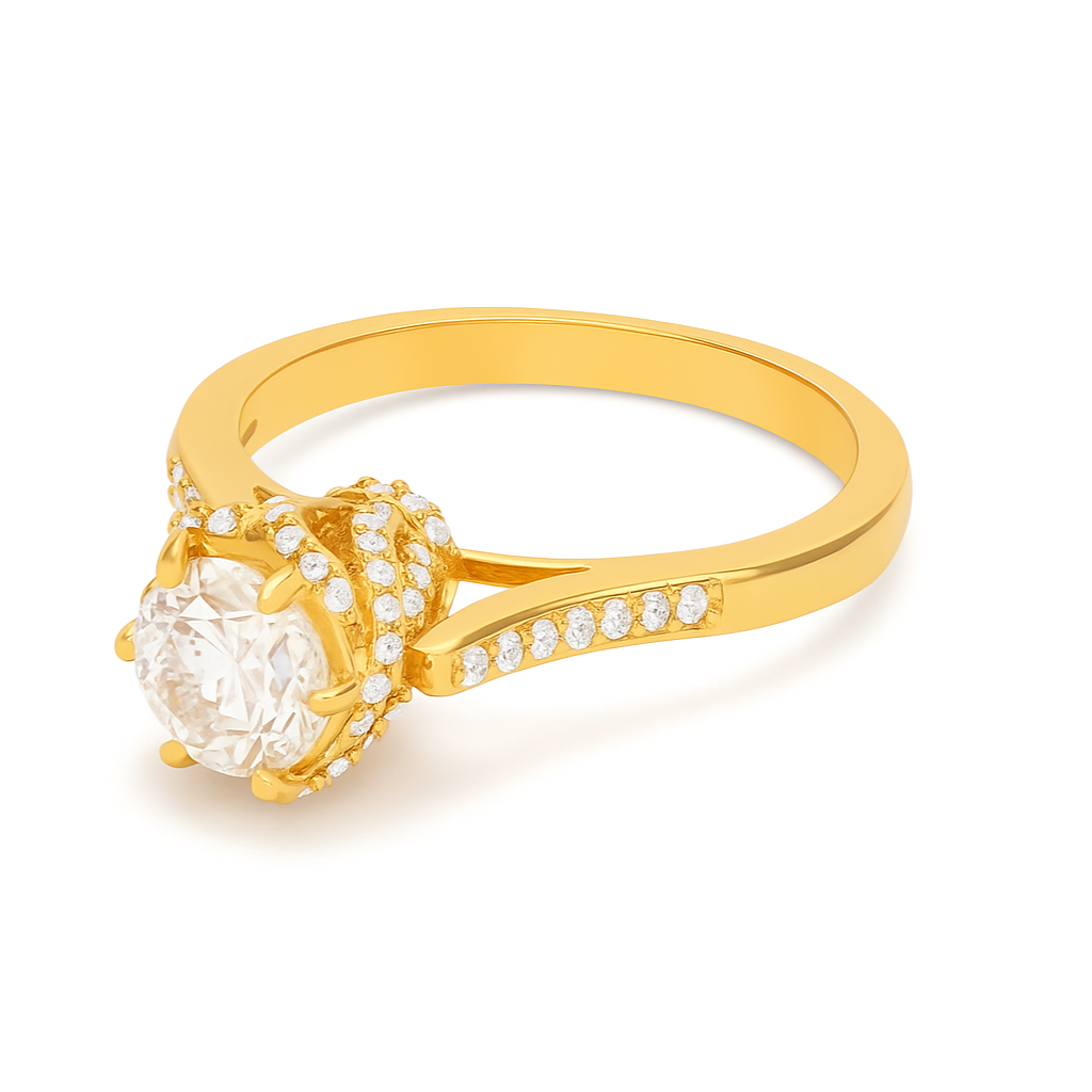 925 Sterling Silver Designer Pave Flower Zircon Ring