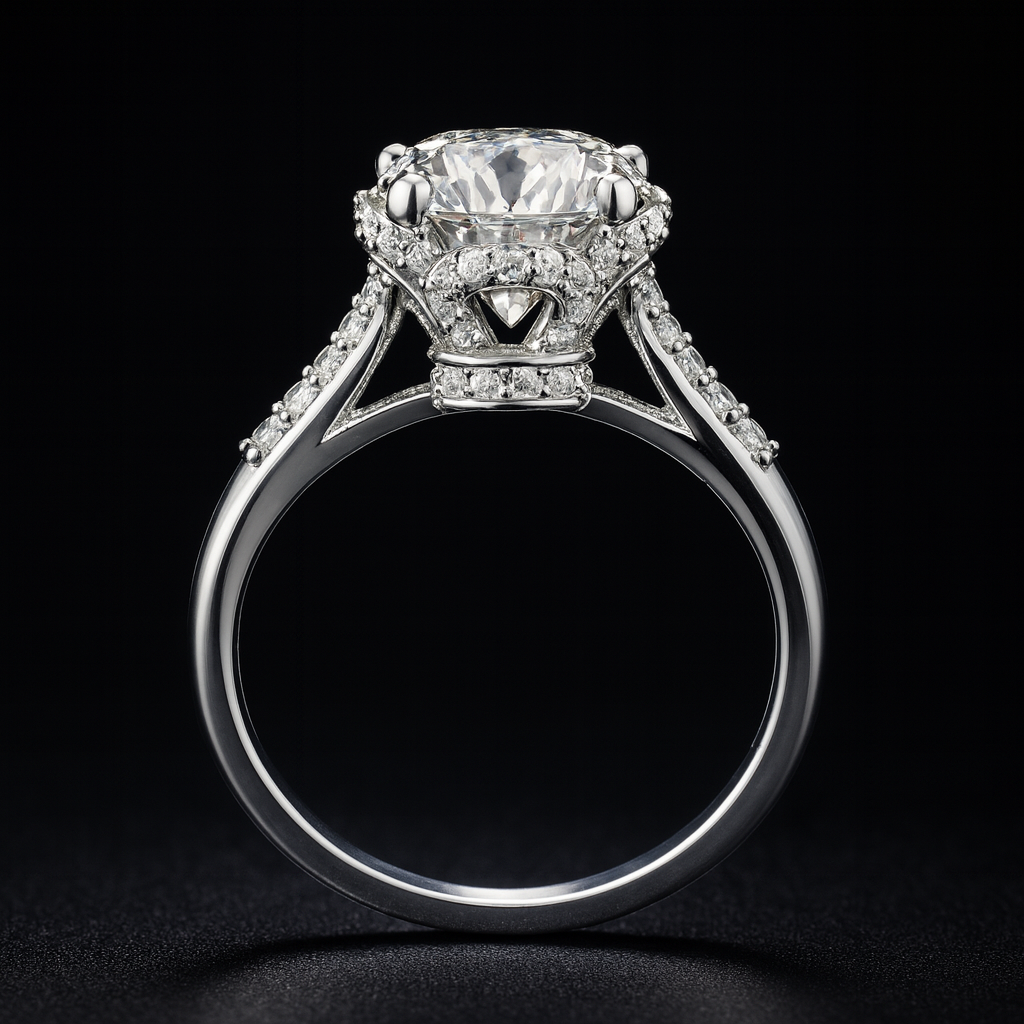 925 Sterling Silver Designer Pave Flower Zircon Ring