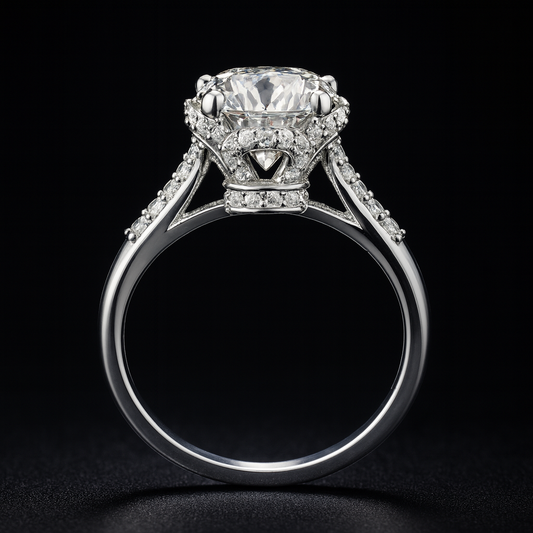 925 Sterling Silver Designer Pave Flower Zircon Ring