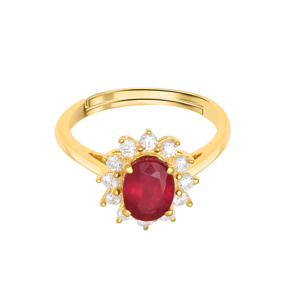 Natural Ruby Princess Diana Inspired Halo Ring in 925 Sterling Silver