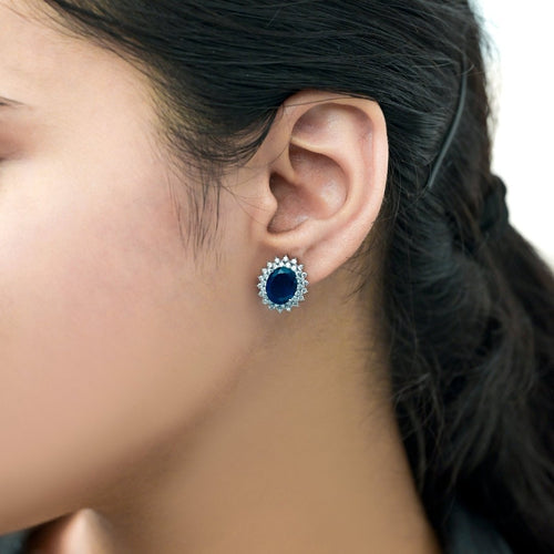 Blue Sapphire Silver Stud