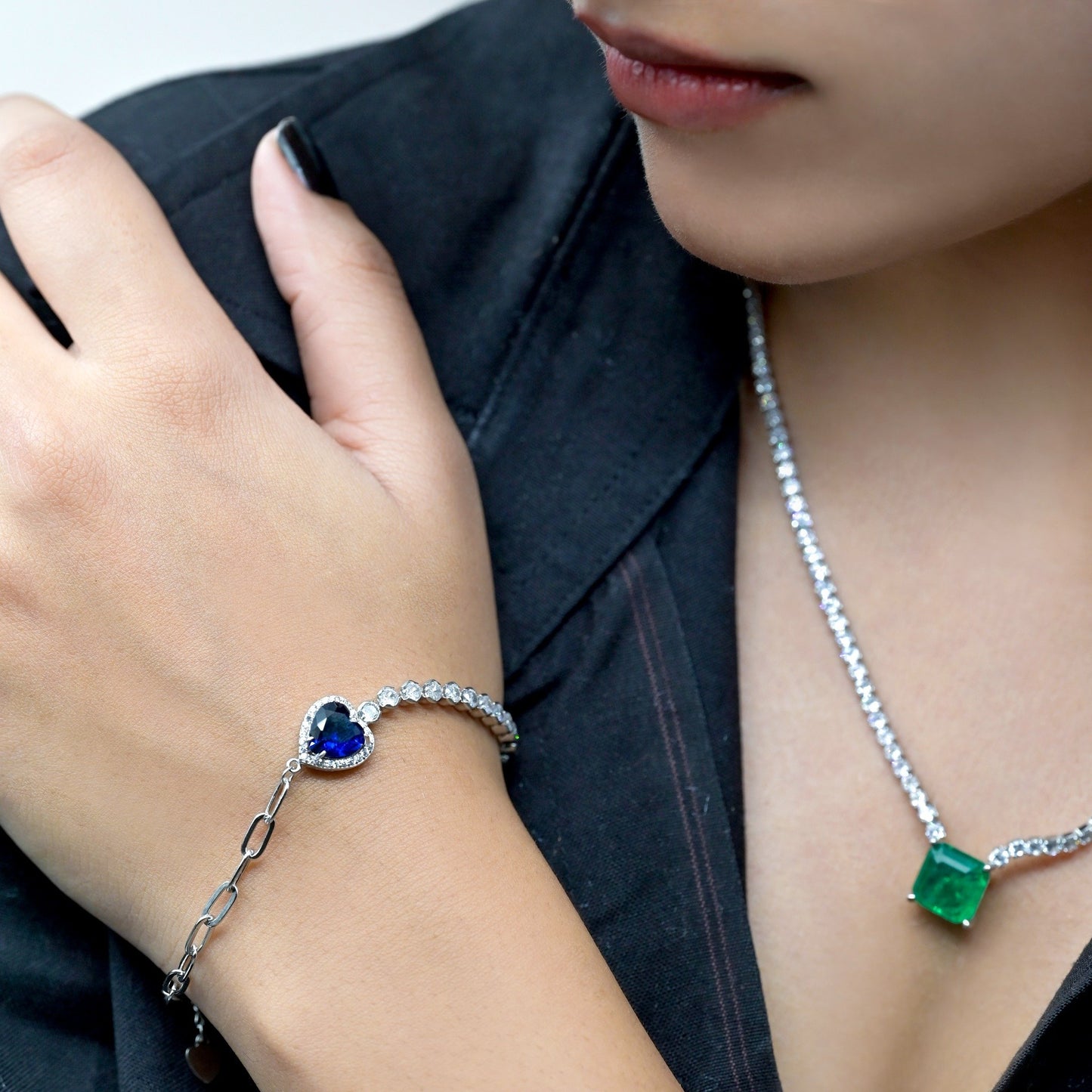 Heart Of The Ocean Silver Bracelet 6.5"+1.5" inch