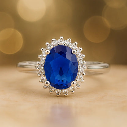 Diana Inspired Halo  Ring In 925 Sterling Silver (Main)