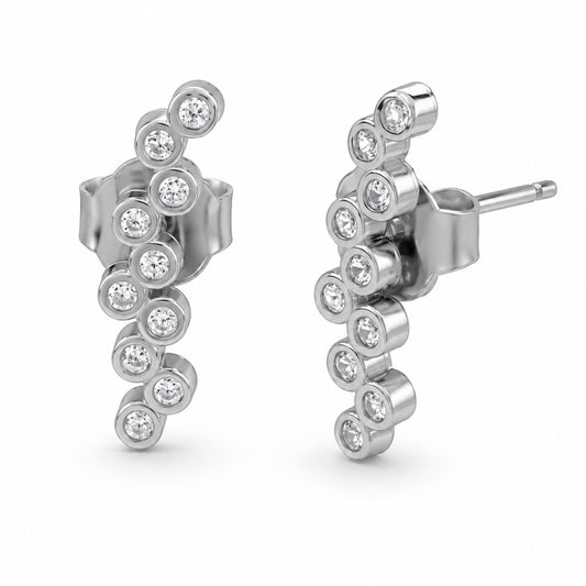 Bezel Set Cubic Zircon Liner Earring  925 Sterling Silver