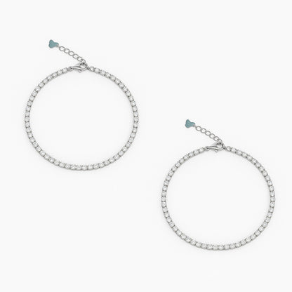 Elegant Tennis Anklet in 9"+1.5" inch  925 Sterling Silver