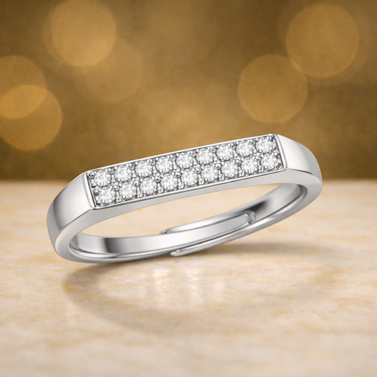 Micro Pave Zircon Bridge Mens Ring