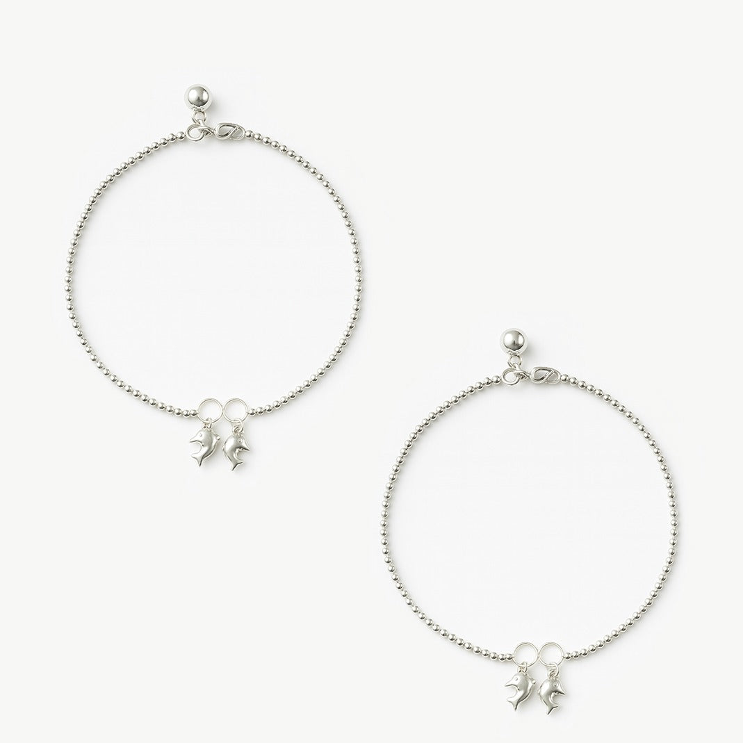 Dolphin Anklet in 10"inch  925 Sterling Silver