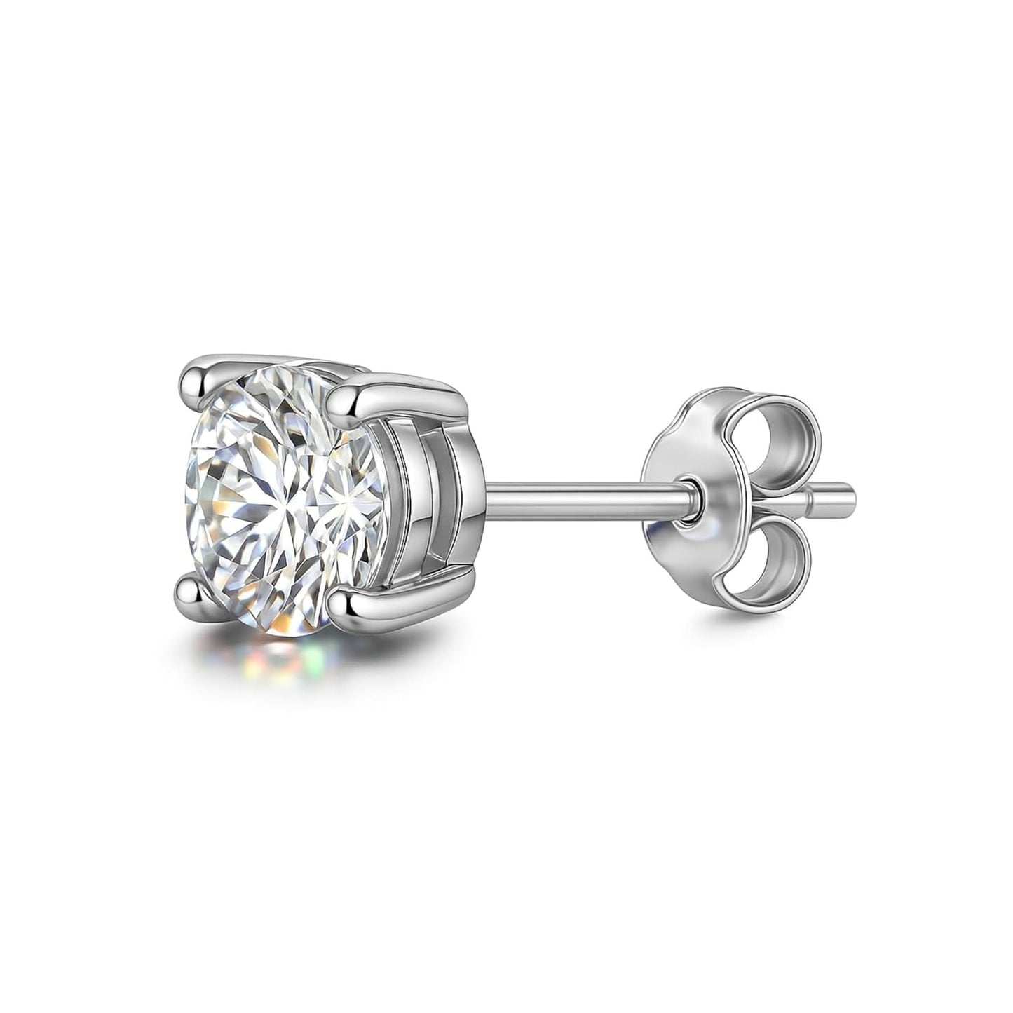 925 Silver Men's Round Solitaire Stud Earring