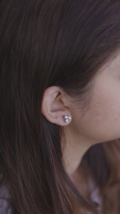 Triple Sparkle Stud Earrings