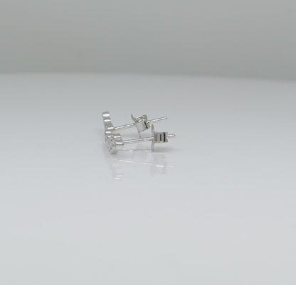 Bezel Set Cubic Zircon Liner Earring  925 Sterling Silver
